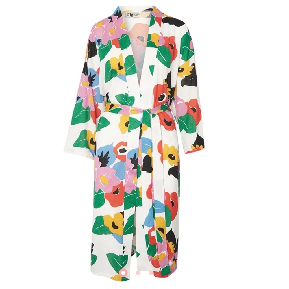 Show Me Your MuMu Standard Brie Colorful Floral Patterned Fabric Robe Tie Waist